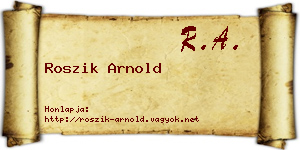Roszik Arnold névjegykártya